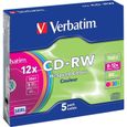 CD-RW Verbatim - Pack de 5 - Boitier Slim - 700 Mo - 80 min - Vitesse 12x-0