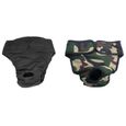 2 Pcs Culotte Hygiénique Pantalons Sanitaires Lavable en Coton pour Chien Chiot Unisex Camouflage + Noir-0
