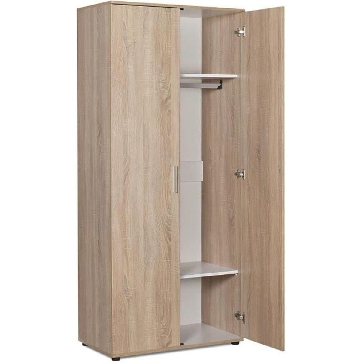 Armoire penderie 2 portes 2 étagères couleur bois KELLYN Cdiscount Maison