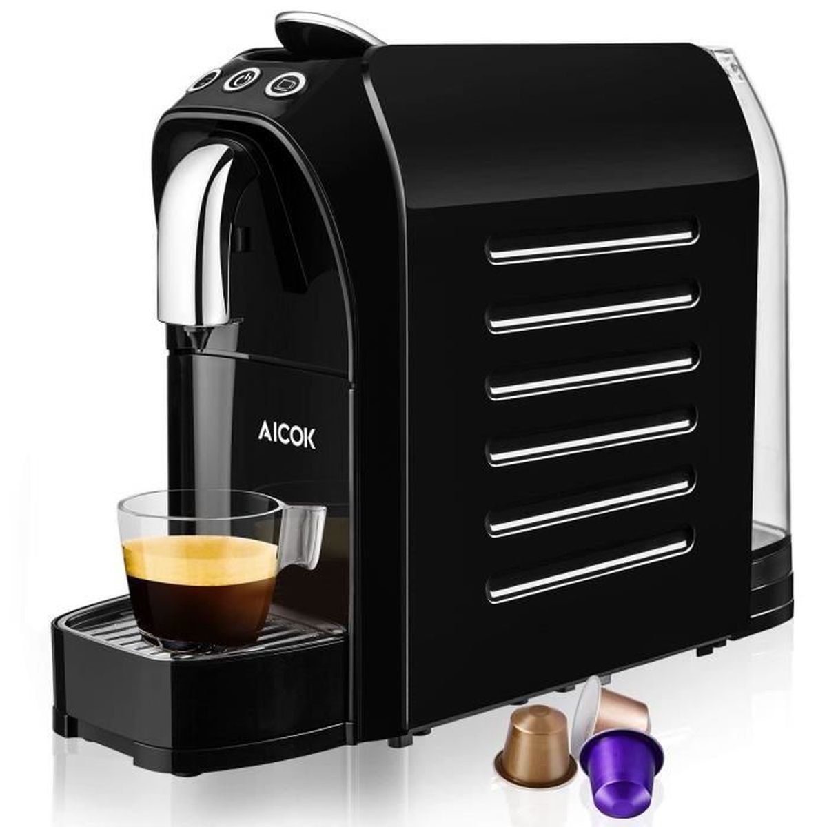 Mini-machine à café électrique portable Aicok compatible avec café moulu / capsule bureau camping etc. 150 ml, blanc ivoire pour café expresso avec filtre maison - cafetière pour voiture 