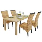 vidaXL Chaises de salle à manger 4pcs Bois solide de manguier et abaca
