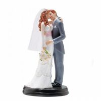 Couple de mariés en résine, hauteur 18 cm, bisous, figurines pièce montée roux, gâteau de mariage - Unique