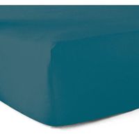 Drap Housse 160x200 Cm, Hauteur 35 Cm, Coton 57 Fils, Bleu Canard - Housse De Rêve