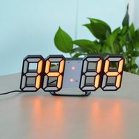 Horloge,3D LED numérique électronique réveils bureau horloge murale USB LED rouge bleu rose blanc 12-24 heures Date - Type Orange B
