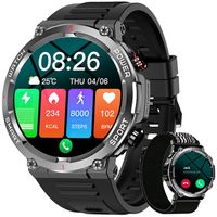 Blackview W50 Montre Connectée Bluetooth Femme Homme,Smartwatch Sport 100+ Modes Sportifs,Contrôle musique pour iOS Android - Noir