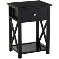 HOMCOM Table de Chevet Table d'appoint Bout de canapé Table de Nuit avec un tiroir et étagère en Bois Noire