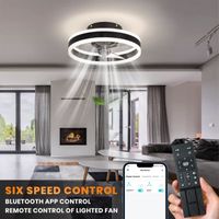 Ventilateur Plafond Silencieux avec Lumière Dimmable 6 Vitesses Fan ®WHD© +Télécommande+APP-Contrôle Ventilateur Plafonnier 40cm 48W