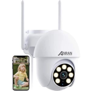 ANRAN 5MP Caméra de surveillance sans fil extérieure - Panoramique horizontal motorisée - Suivi automatique - Avec carte SD de 32 Go