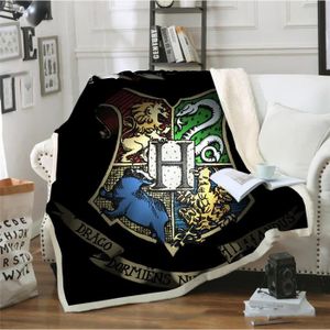 Textile Doux et Chaud Cadeau Couverture Poudlard Couverture de Canapé-Lit Noir 150 x 100 CM Harry Potter Couverture Design Chibi 
