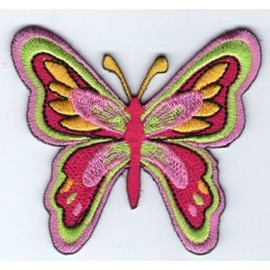 7 X 5 CM ECUSSON PATCHE PATCH THERMOCOLLANT PAPILLON JAUNE CLAIR ET BLANC DIM