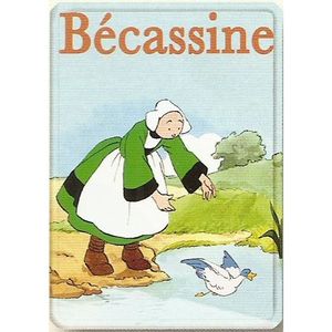 PLAQUE METAL 20X15 CM BECASSINE ET SON AUTOMOBILE