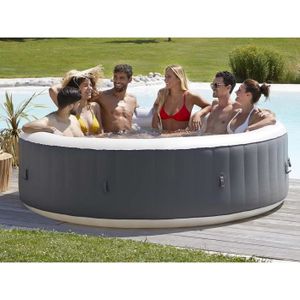 SPA COMPLET - KIT SPA Spa gonflable - Infinite Spa - Xtra rond Bulles 8 places - Anthracite - 240x240x65cm