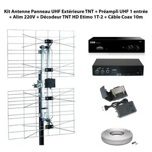 RÉCEPTEUR - DÉCODEUR   Kit Antenne Panneau UHF Extérieure TNT + Préampli 