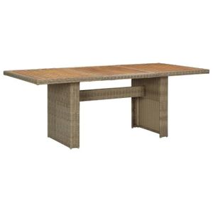 TABLE DE JARDIN  Table à dîner de jardin en résine tressée Marron 200x100x74 cm - VIDAXL