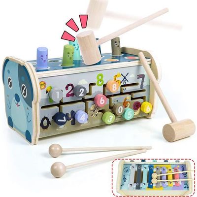 Montessori Bebe Jouet En Bois Jeux Montessori Educatif Enfant 2 5 Ans Banc A Marteler 3 En 1 Avec Xylophone Bebe Jeu Labyrinthe Cdiscount Jeux Jouets