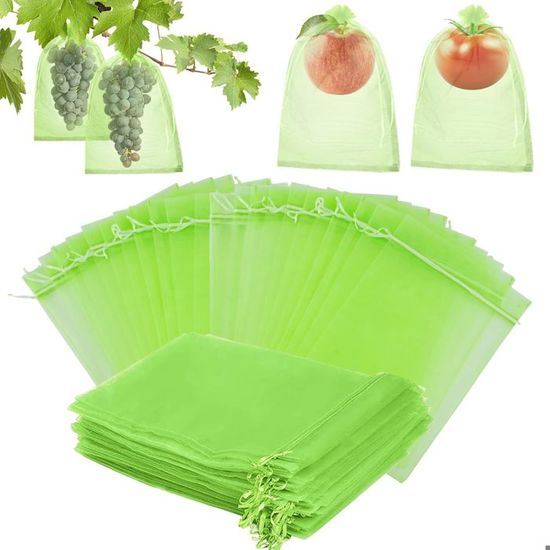 100 Sachets Protection Fruits Organza 17x23 Cm - Anti-guêpes, Oiseaux, Drosophiles, Jardin