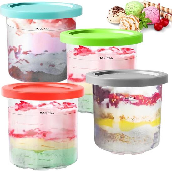 Lot De 4 Récipients 16 Oz Pour Ninja Creami – Compatibles NC300EU NC301EU NC299EU – Sans BPA