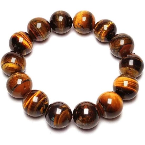 Bracelet Perles Oeil De Tigre Naturel Et Bois - Sur Mesure - Neuf Sans Emballage