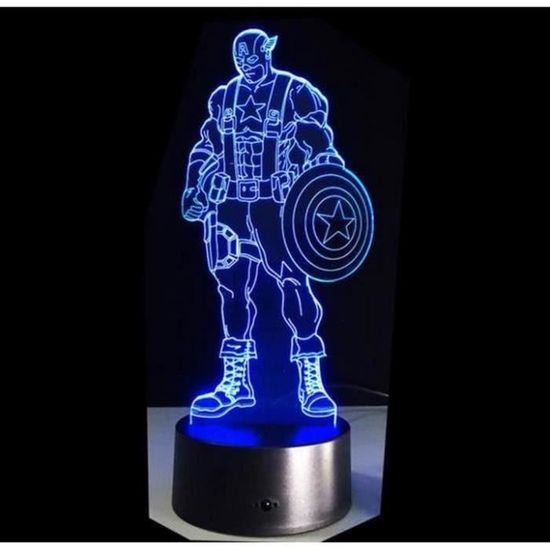 3D Nuit Lumière Lampe Coloré Captain America The Avengers Cadeau Maison Décor DH2663