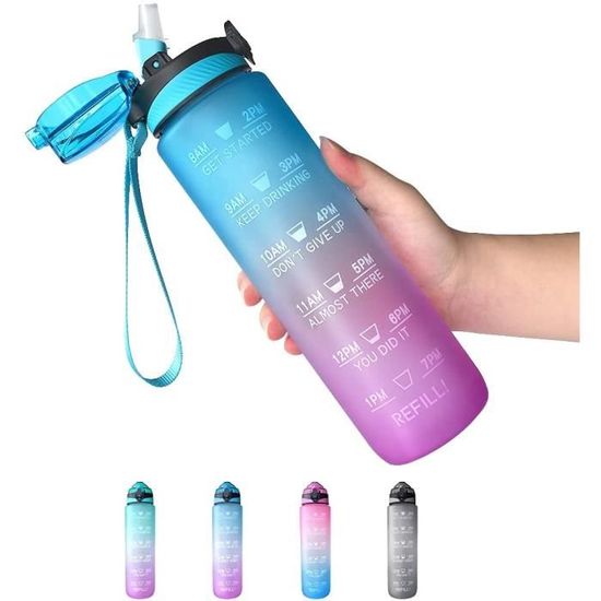 KollyKolla Bouteille D'eau 1 Litre, Bouteille D'eau Avec Paille, à