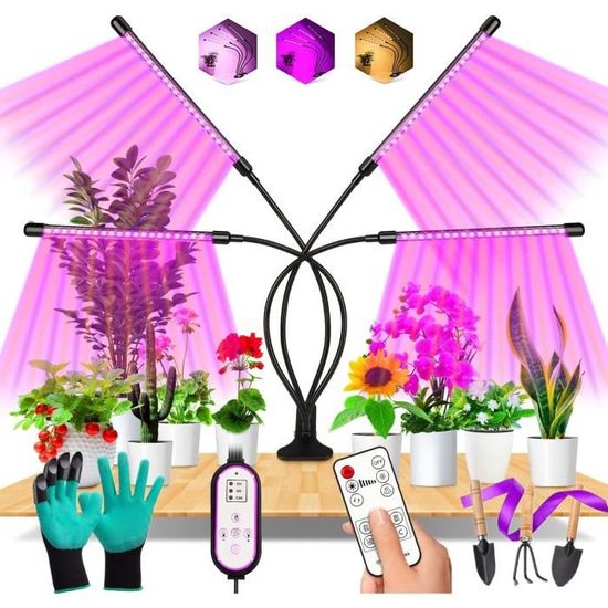 Lampe de Croissance LED Horticole - Domüy - 4 Tubes - Spectre Lumière  Couleur Complet - Minuteur Automatique - Cdiscount Jardin