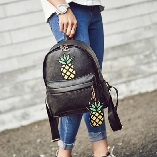 Sac a Dos Cuir PU Ananas Impression Cartable Voyage Casual Ecole Pour Femme Cdiscount Bagagerie Maroquinerie