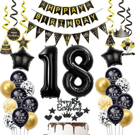 18 ans Déco Anniversaire Or Noir, Joyeux Anniversaire Bannière, Hélium Ballon Numéros 18 Xxl, Fringe Curtain Or Noir Confetti Latex Numéro Board Deco Co | FR 18 ans Déco Anniversaire Or Noir, Joyeux Anniversaire Bannière, Hélium Ballon Numéros 18 Xxl, Fringe Curtain Or Noir Confetti Latex Numéro Board Deco Co | FR