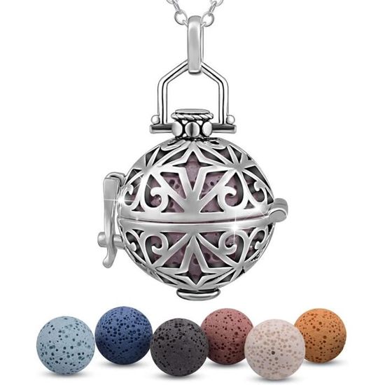 Kit DIY De Colliers Diffuseurs D'Huiles Essentielles - 4 Pendentifs En Laiton Avec Perles De Lave - 11