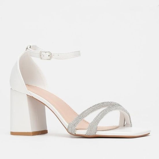 Sandales blanches bout sale carré