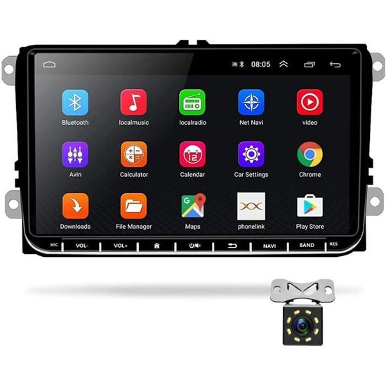 Podofo Android Autoradio GPS pour VW Seat Passat Golf Skoda 9" Écran Tactile Bluetooth Lecteur Multimédia de Voiture de Navigation