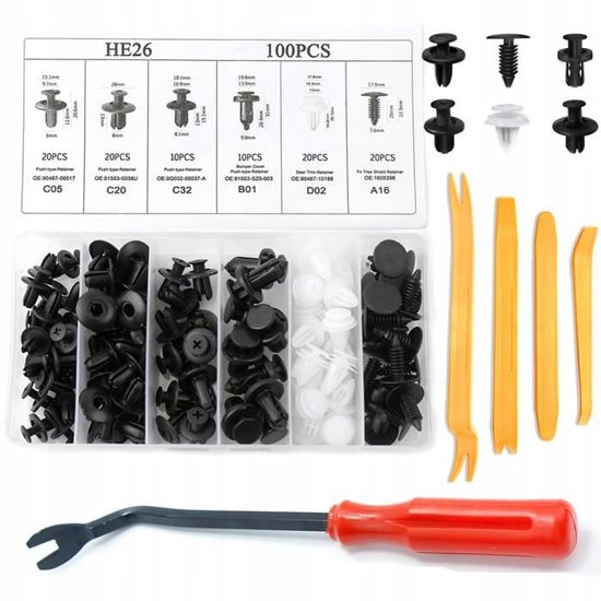 100pcs Clips Agrafe Rivets En Plastique Fixation De Protection Noir Universel Pour Auto Voitures
