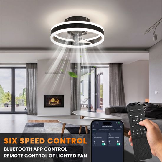 Ventilateur Plafond Avec Lumière LED - 50cm - Dimmable 3000K-6000K - Télécommande