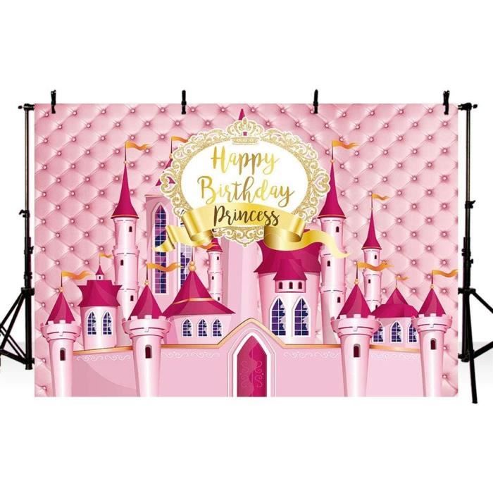Toile De Fond Photo Princesse Château 2.2x1.5m – Rose, Arc-en-ciel, Papillons – Parfait Pour Les Fêtes De Filles