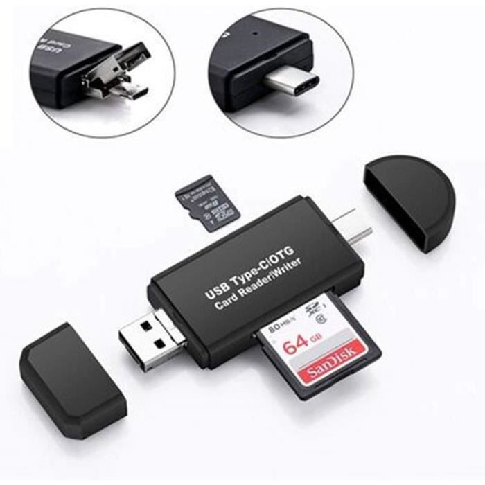 Lecteur De Cartes Mémoire 5 En 1 OTG - Compatible USB 3.0, Type-C, Micro USB, SD, TF
