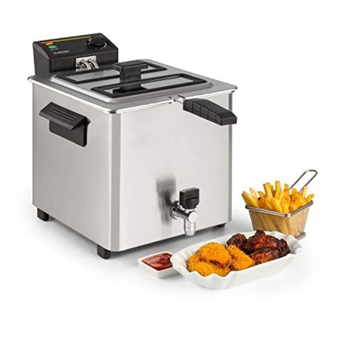 Klarstein Family Fry - Friteuse, 3000W, 8 Litres, Thermostat réglable en continu, Oil Drain Technologie, Zone de refroidissement, Bo
