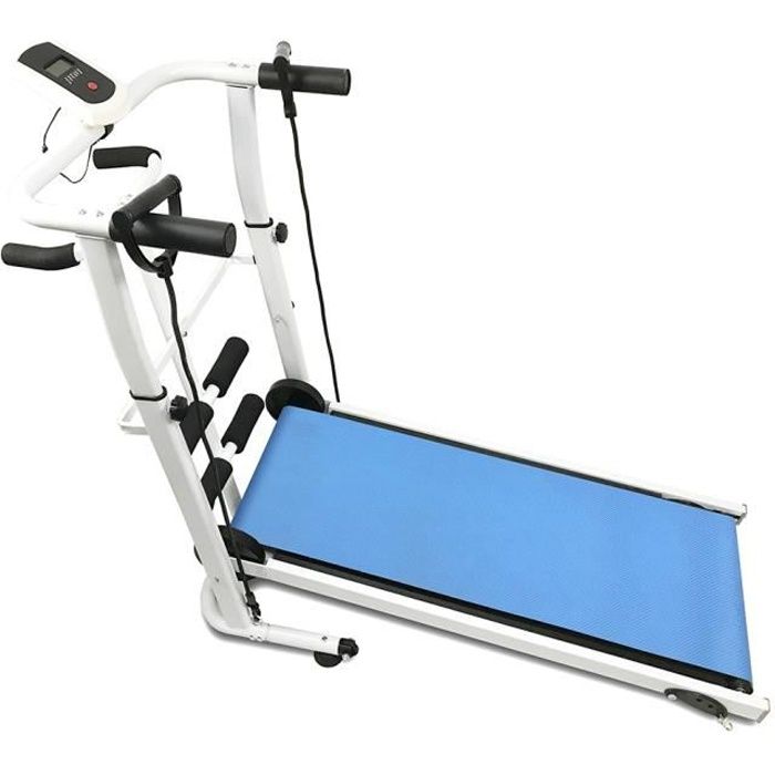 Tapis de Marche Tapis Roulant Mécanique BLEU Pliable avec LED Écran