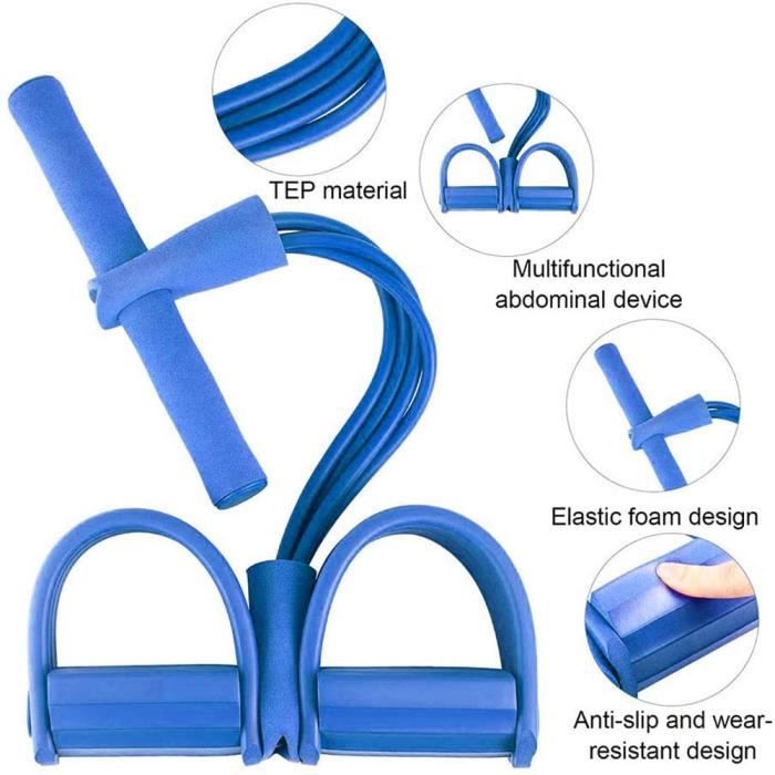 Bande de Résistance Fitness Multifonction Yoga pour Traction Elastique Sport Gymnastique 4 tubes- Bleu