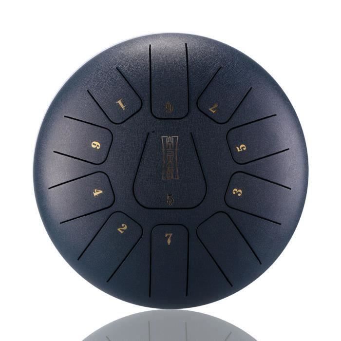 12'' Tongue Drum Kit Aquadrum Air Tambour de Langue Handpan Main 11 Sons Vintage Marine