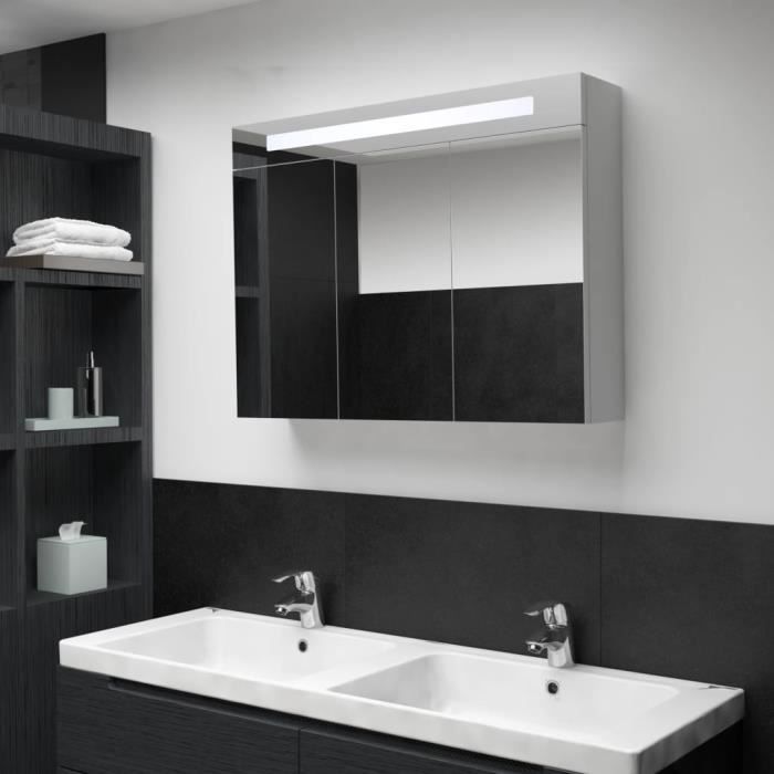 Magnifique Colonne salle de bain à miroir LED Design - Meuble Armoire de salle de bain Armoire de toilette 88x13x62 cm @42592