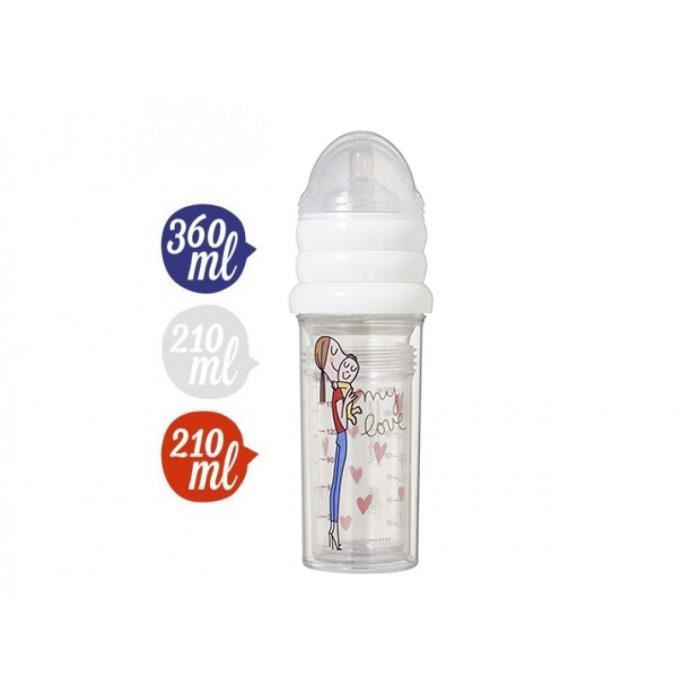 Le biberon français -Set 1 biberon 360ml + 2 biberons 210ml -My love illustré by Soledad