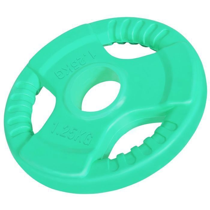 1 x Disque de 1,25 KG - Poids en fonte avec poignées et revêtement caoutchouc - Ø 51mm d'alésage
