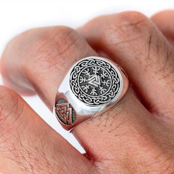 EYHIMD – bague Viking Valknut pour hommes, anneau en acier inoxydable Aegishjalmur Odin, R -10