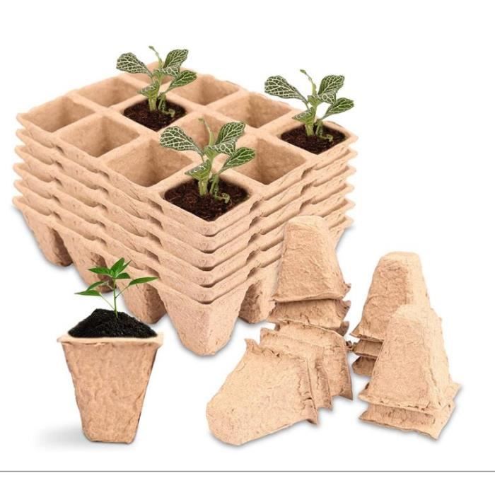Pots Biodés, 20 Pièces Pot Jardinage en Set Fibres Biodégradables Pots, Récipient de Germination, Pépinière Dégradables Plantes