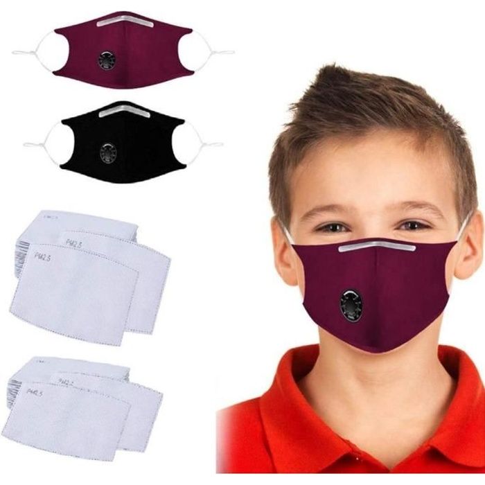 40Pcs Masque en tissu pour enfants lavable et réutilisable,400Pcs élément filtrant remplaçable, anneau d'oreille élastique réglable