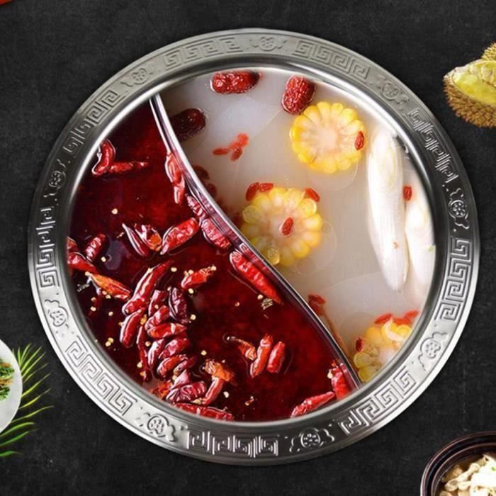 Fondue divisée très épaisse fondue chinoise de marmite à induction en acier inoxydable -BOE