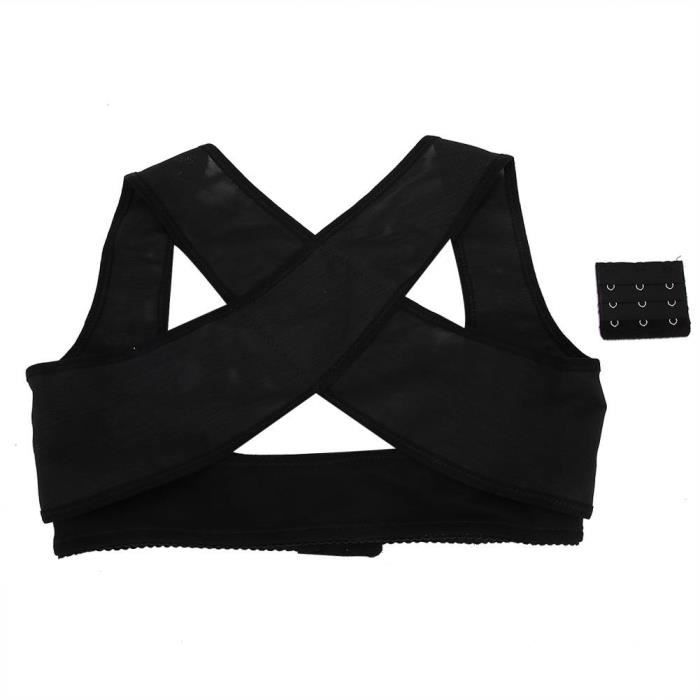 EBTOOLS Correcteur de dos Attelle arrière réglable Posture épaule dos bois de soutien ceinture orthèse dos correcteur(L Noir)