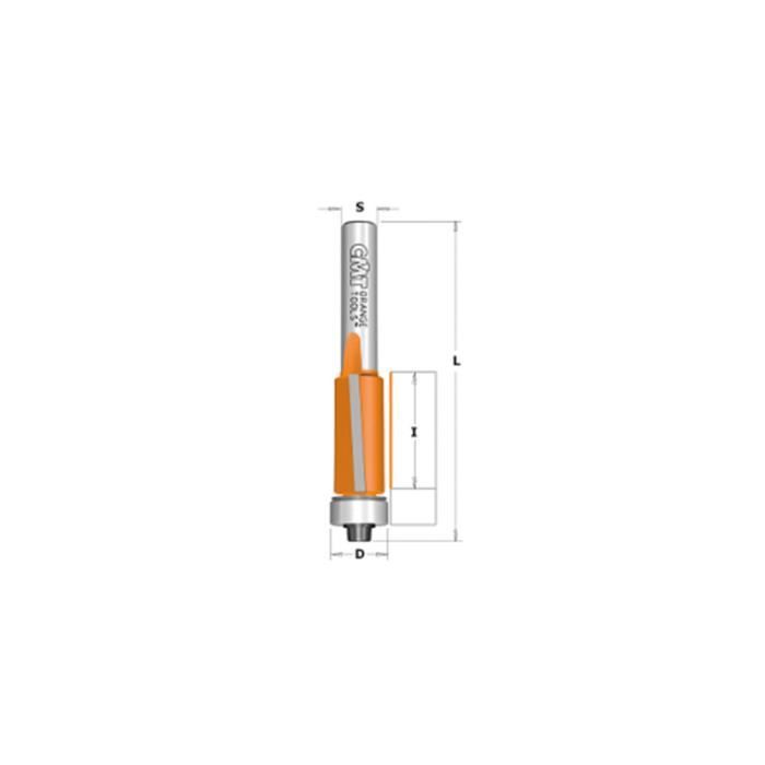 Fraise à affleurer avec roulement, angle de coupe -5° D. 12,7 x Lu. 12,7 x Q. 12 mm - 906.628.11 - CMT