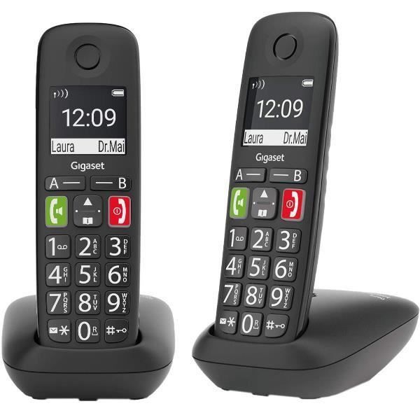 TÉLÉPHONIE, Téléphones, Téléphone sans fil, Gigaset E290 Duo Noir