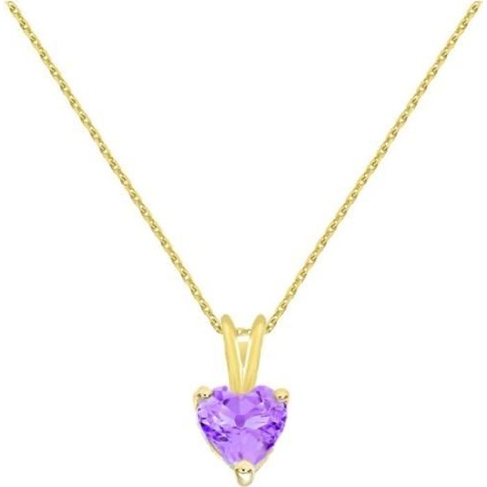 Collier - Pendentif Or Jaune Améthyste Coeur - Femme
