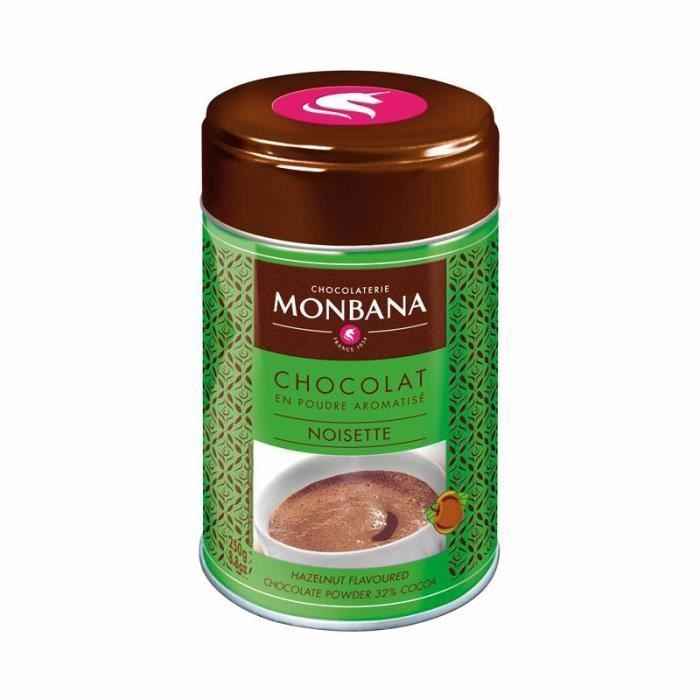 Chocolat Monbana en poudre arôme Noisette - Boîte 250g